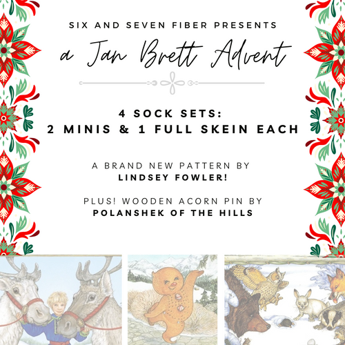 2025 Advent Calendar Jan Brett • 4 Sock Sets: 2 minis + 1 full skein each