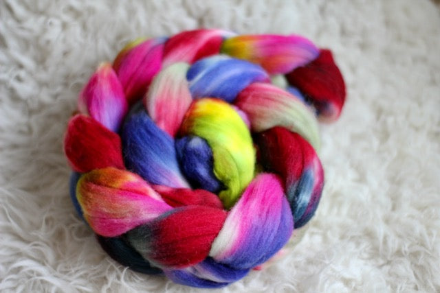 Cranberry Fizz • Targhee Spinning Fiber • Ready to Ship