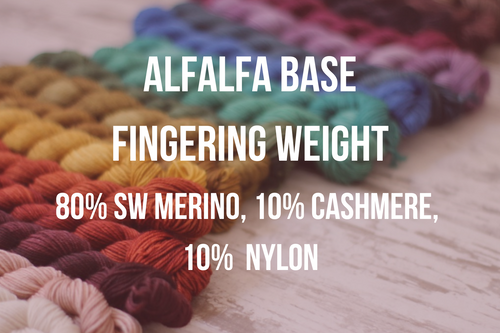 Dyed to Order Tonals • Alfalfa Base • 80% Superwash Merino, 10% Cashmere, 10% Nylon • Fingering Weight